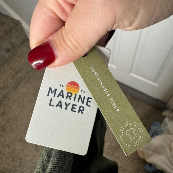 MARINE LAYER NWT Men’s Long Sleeve Box Waffle Knit Henley Forest Night Size M - Picture 7 of 10